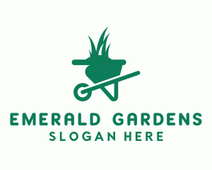 Wheelbarrow Lawn Grass logo design