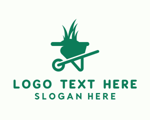 Wheelbarrow Lawn Grass Logo