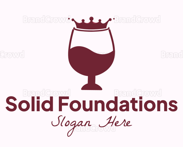 Wine Liquid Crown Glass Logo