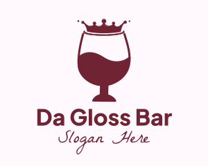 Wine Liquid Crown Glass logo design