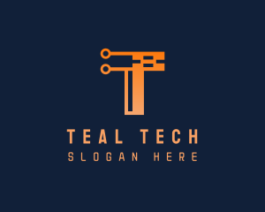 Gradient Tech Letter T logo design