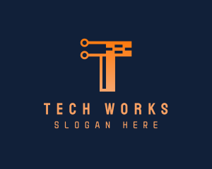 Gradient Tech Letter T logo design