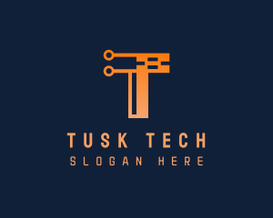 Gradient Tech Letter T logo design