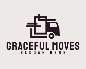 Geometric Transport Truck logo design