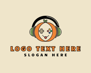 Pubg - Headphones Pumpkin Gamer logo design