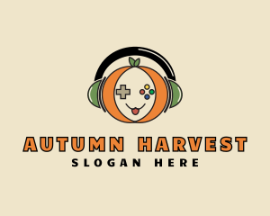 Headphones Pumpkin Gamer logo design