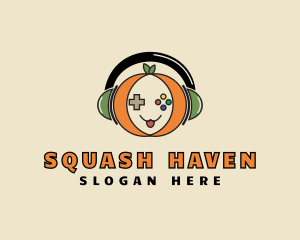 Squash - Headphones Pumpkin Gamer logo design