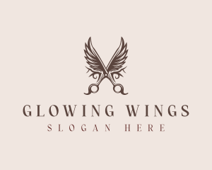 Barbershop Wing Scissors logo design