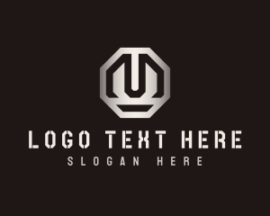 Industrial Octagon Metal Letter logo design