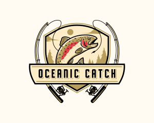 Fish - Fishing Rod Fish logo design