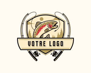 Underwater - Fishing Rod Fish logo design
