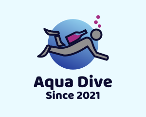 Scuba - Wine Scuba Diver logo design