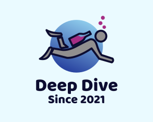 Dive - Wine Scuba Diver logo design