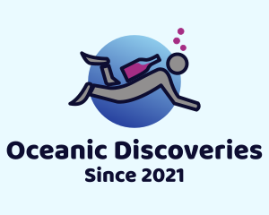 Marine Biologist - Wine Scuba Diver logo design