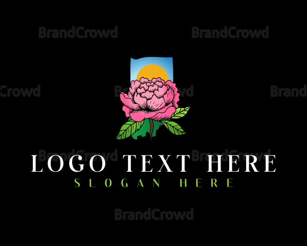 Indiana  Peony Flower Logo