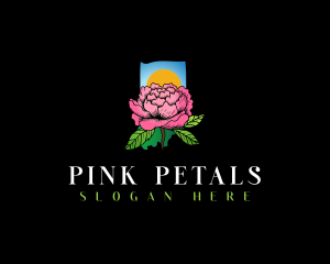 Indiana  Peony Flower logo design