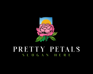 Indiana  Peony Flower logo design