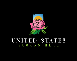 Indiana  Peony Flower logo design