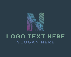 Techno - Modern Glitch Letter N logo design