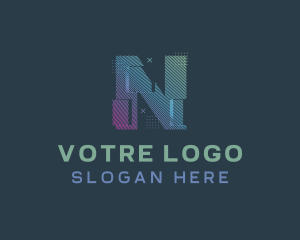 Modern Glitch Letter N Logo