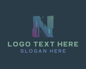 Web - Modern Glitch Letter N logo design