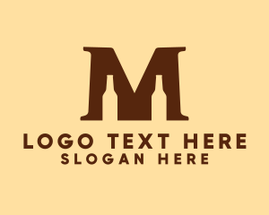 Alcoholic - Beer Bottle Letter M logo design