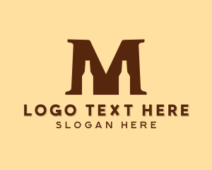 Lager - Beer Bottle Letter M logo design