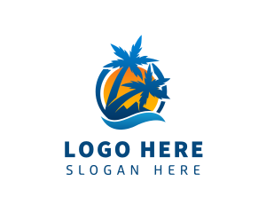 Summer Palm Tree Beach Resort Logo
