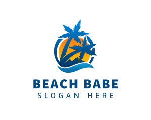 Summer Palm Tree Beach Resort logo design