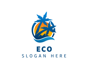 Holiday - Summer Palm Tree Beach Resort logo design