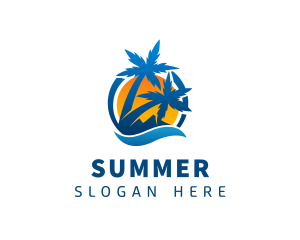 Summer Palm Tree Beach Resort logo design