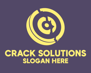 Crack - Yellow Cracked Target logo design