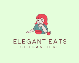 Cartoon Girl Eating logo design