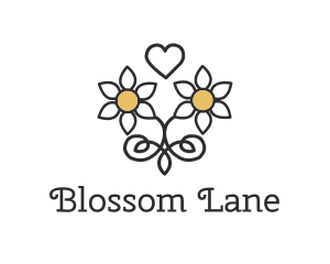 Bouquet - Daisy Love Heart logo design