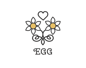 Daisy Love Heart logo design