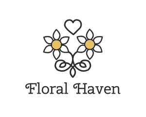 Bouquet - Daisy Love Heart logo design