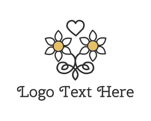 Bed And Breakfast - Daisy Love Heart logo design