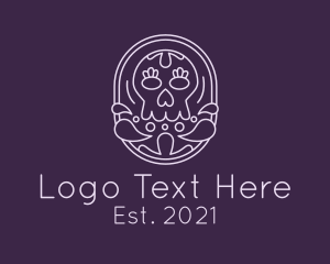 Tapas Bar - Mexican Skull Line Art logo design