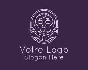 Mexican Skull Line Art  Logo