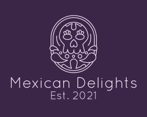 Mexican Skull Line Art  logo design