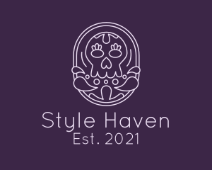 Mexican Skull Line Art  logo design