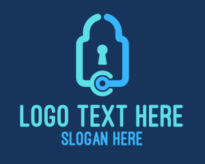 Secure - Blue Tech Padlock logo design