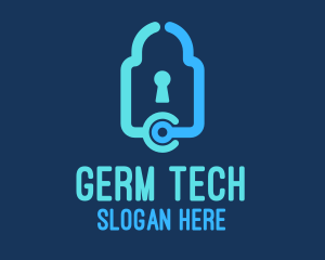 Blue Tech Padlock logo design