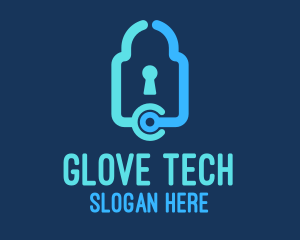 Blue Tech Padlock logo design