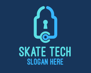 Blue Tech Padlock logo design