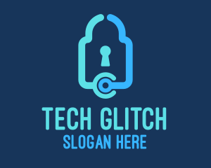 Blue Tech Padlock logo design