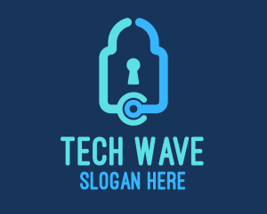 High Tech - Blue Tech Padlock logo design