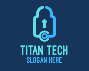 Blue Tech Padlock logo design