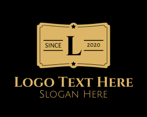 Cinema - Gold Ticket Lettermark logo design