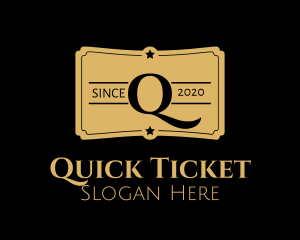 Ticket - Gold Ticket Lettermark logo design